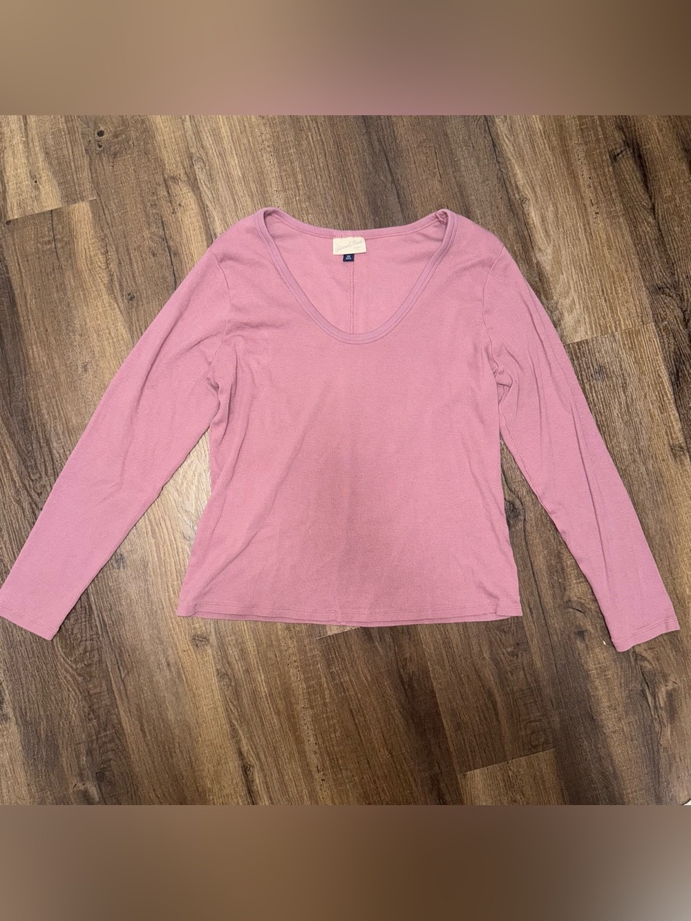Universal Thread Mauve Pink Ribbed Long Sleeve Tee - Size XXL